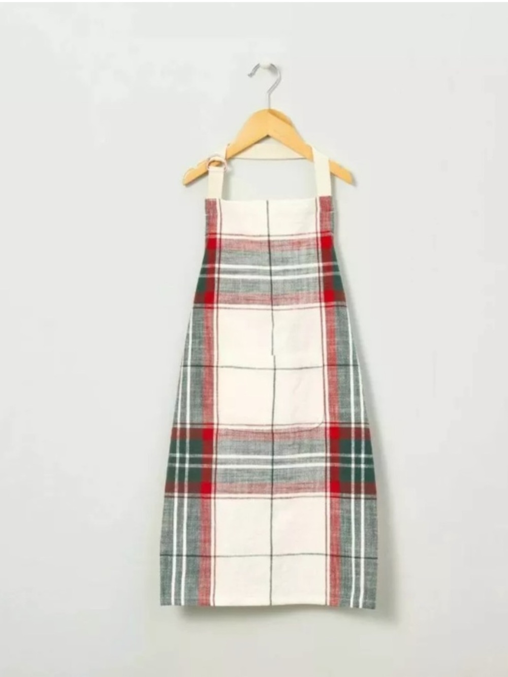 Hearth and Hand Magnolia Kids Holiday Plaid Woven Cooking Apron Red/Green NEW